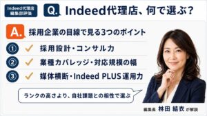 Indeed代理店比較ランキング 編集長 林田 結衣が解説する評価軸3つのポイント